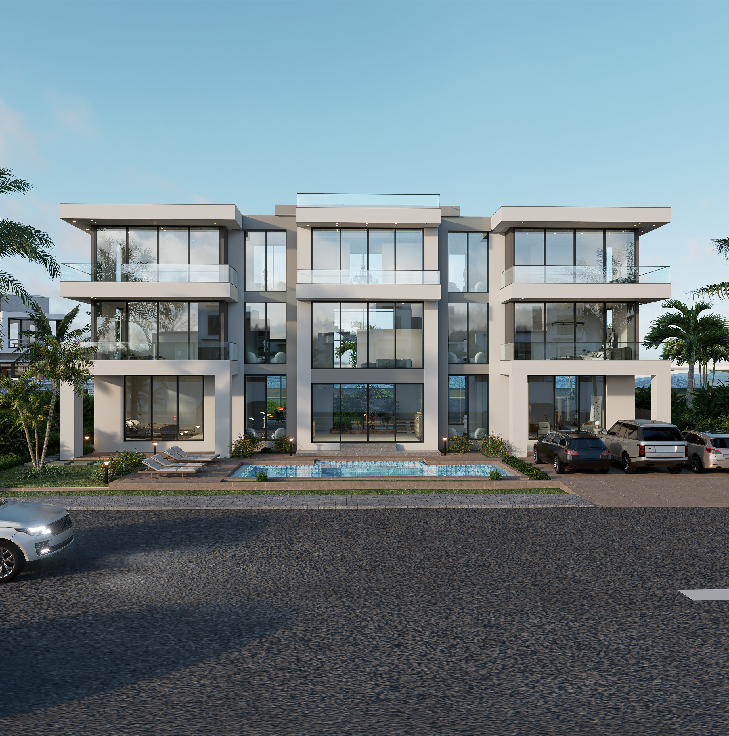 Ultra modern villa design rendering