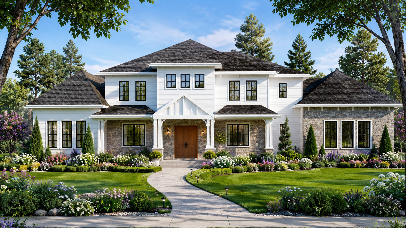 Farm house design exterior rendering